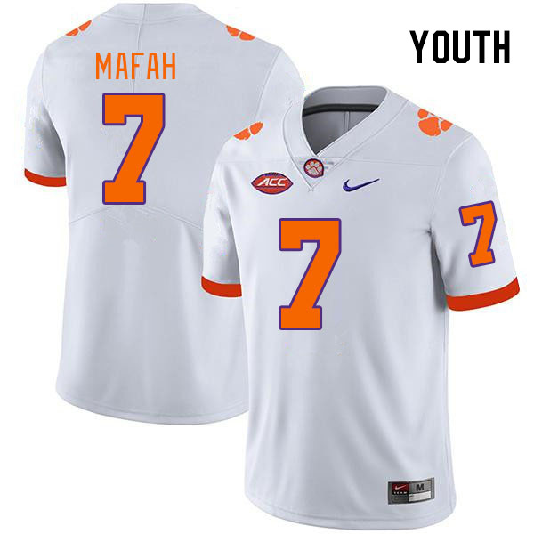 Youth Clemson Tigers Phil Mafah #7 College White NCAA Authentic Football Stitched Jersey 23DI30DG